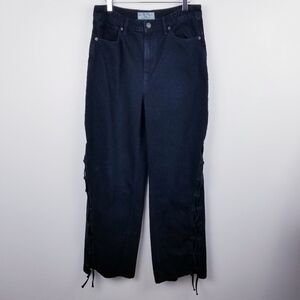 We The Free Black High Rise Lace Wide Leg Jeans